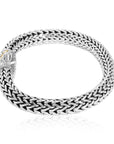 Balinese Artisan 925 Sterling Silver Bracelet with 18K Gold Stripe Lock