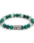 Malachite Beaded Bali Sterling Silver Bracelet