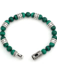 Malachite Beaded Bali Sterling Silver Bracelet