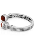 Eternal Flame: Sterling Silver Bali Cuff with Fiery Agate Glow