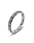 Delicate Floral Elegance Sterling Silver Bangle