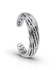 Elegant Bali Sterling Silver Layered & Wrapped Bamboo Bangle