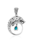 Majestic Bali Sterling Silver Dragon Pendant with Sleeping Beauty Turquoise Drop