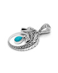 Majestic Bali Sterling Silver Dragon Pendant with Sleeping Beauty Turquoise Drop