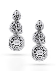 Floral Motif Sterling Silver Bali Earrings