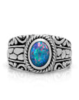 Majestic Boulder Opal Sterling Silver Bali Ring