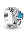 Majestic Boulder Opal Sterling Silver Bali Ring