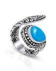 Rich Blue Sterling Silver Bali Regal Ring