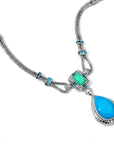 Statement Turquoise, Chalcedony and Abalone Bali Necklace