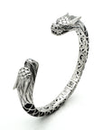 Mystic Sterling Silver Black Shell Double Dragon Bangle