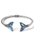 Sterling Silver Unity Fluke Abalone Bali Bangle