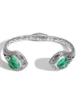 Romantic Bali Sterling Silver Malachite Heart Bangle