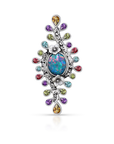 Opal Dreams: A Jeweled Bouquet Sterling Silver Pendant