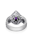 Celestial Harmony: Balinese Artisan 925 Sterling Silver Ring with Amethyst