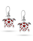 Balinese Artisan 925 Sterling Silver Turtle Earring with Red Coral