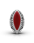 Balinese Artisan 925 Sterling Silver Ring with Red Coral