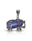 Bali Artisan Sterling Silver Elephant Pendant with Abalone Shell
