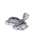 Bali Artisan Sterling Silver Elephant Pendant with Abalone Shell
