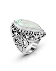 Balinese Artisan Sterling Silver Ring with Mother of Pearl Shell