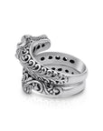 Artisan Balinese Sterling Silver Dragon Ring with Garnet