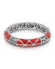 Balinese Sterling Silver Bangle with Coral Shell