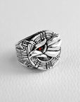 Sterling Silver Eagle Ring with Garnet Eyes