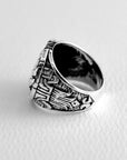 Sterling Silver Eagle Ring with Garnet Eyes