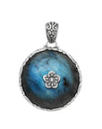 Balinese Artisanal Sterling Silver Labradorite Flower Pendant