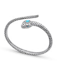 Balinese Artisan Sterling Silver Snake Bangle with Sleeping Beauty Turquoise Stone