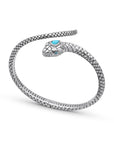 Balinese Artisan Sterling Silver Snake Bangle with Sleeping Beauty Turquoise Stone