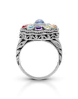 Balinese Artisan Rainbow Multistone Sterling Silver Ring