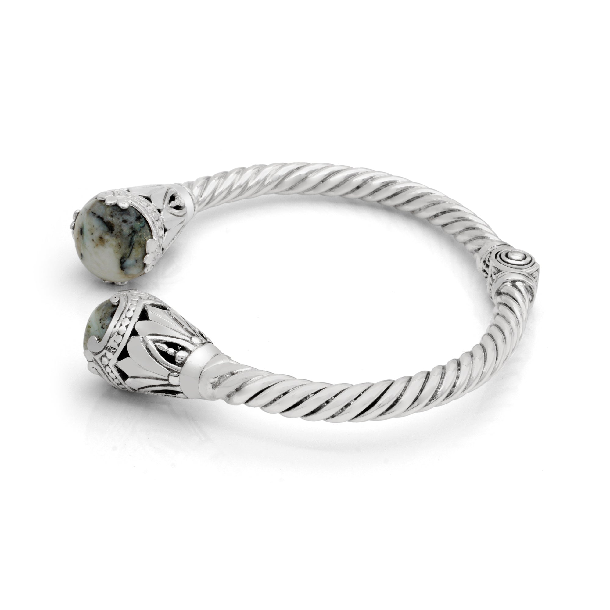 Balinese Artisan Dendritic Agate Bangle in Sterling Silver