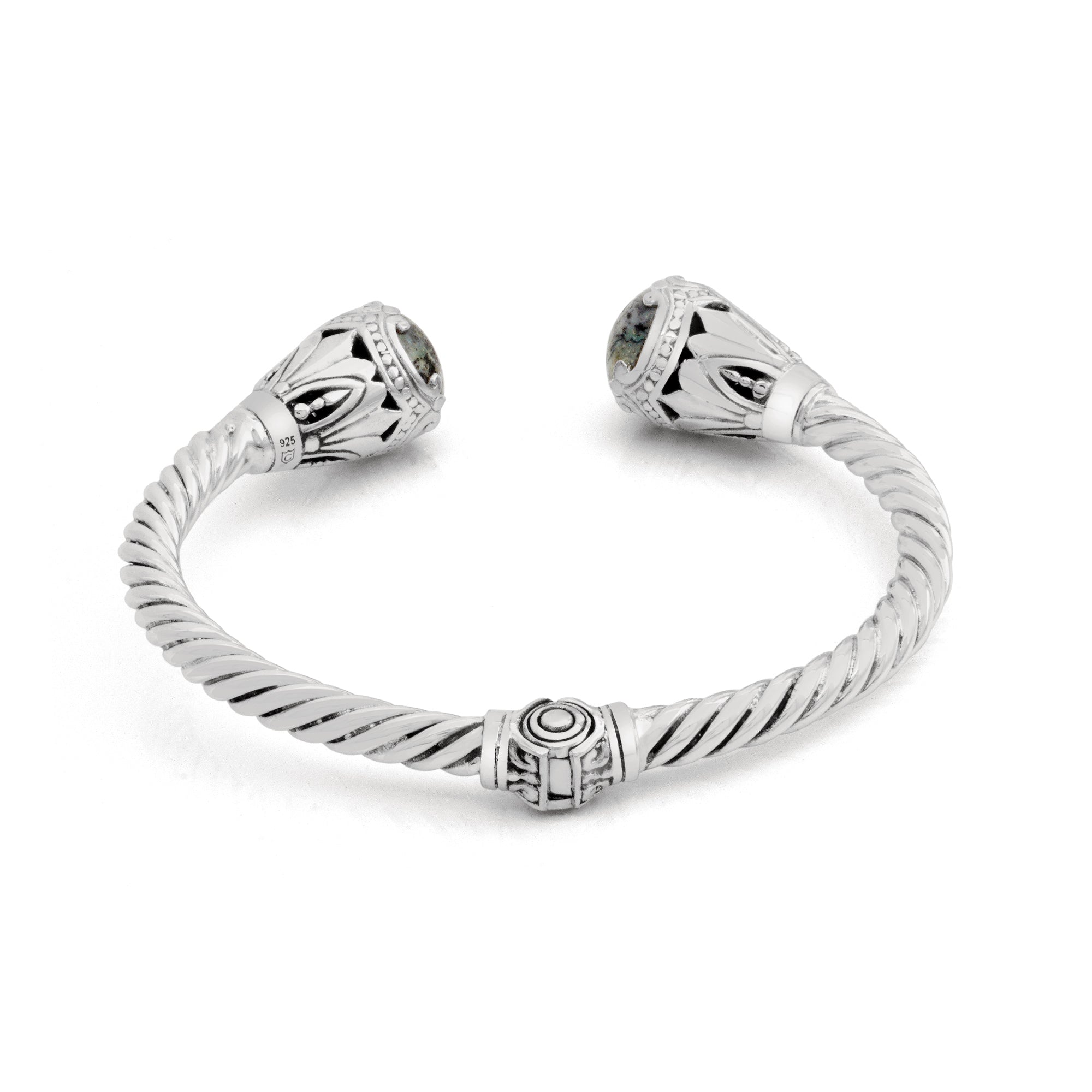 Balinese Artisan Dendritic Agate Bangle in Sterling Silver