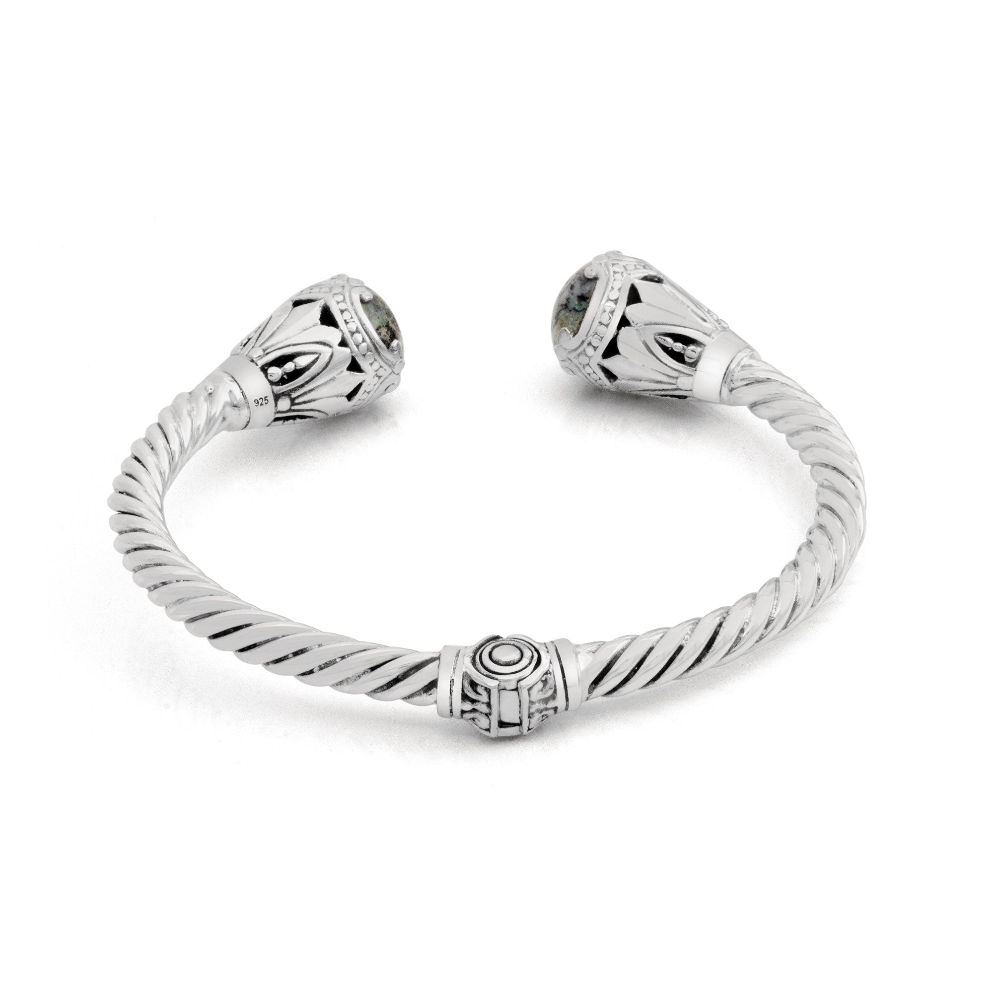 Balinese Artisan Dendritic Agate Bangle in Sterling Silver