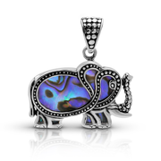 Bali Artisan Sterling Silver Elephant Pendant with Abalone Shell