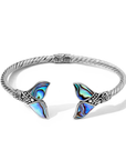 Sterling Silver Unity Fluke Abalone Bali Bangle