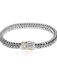 Balinese Artisan 925 Sterling Silver Bracelet with 18K Gold Stripe Centre Lock