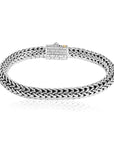 Balinese Artisan 925 Sterling Silver Bracelet with 18K Gold Stripe Centre Lock
