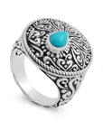 Artisanal Balinese Sterling Silver Turquoise Ring
