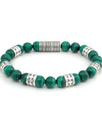 Malachite Beaded Bali Sterling Silver Bracelet