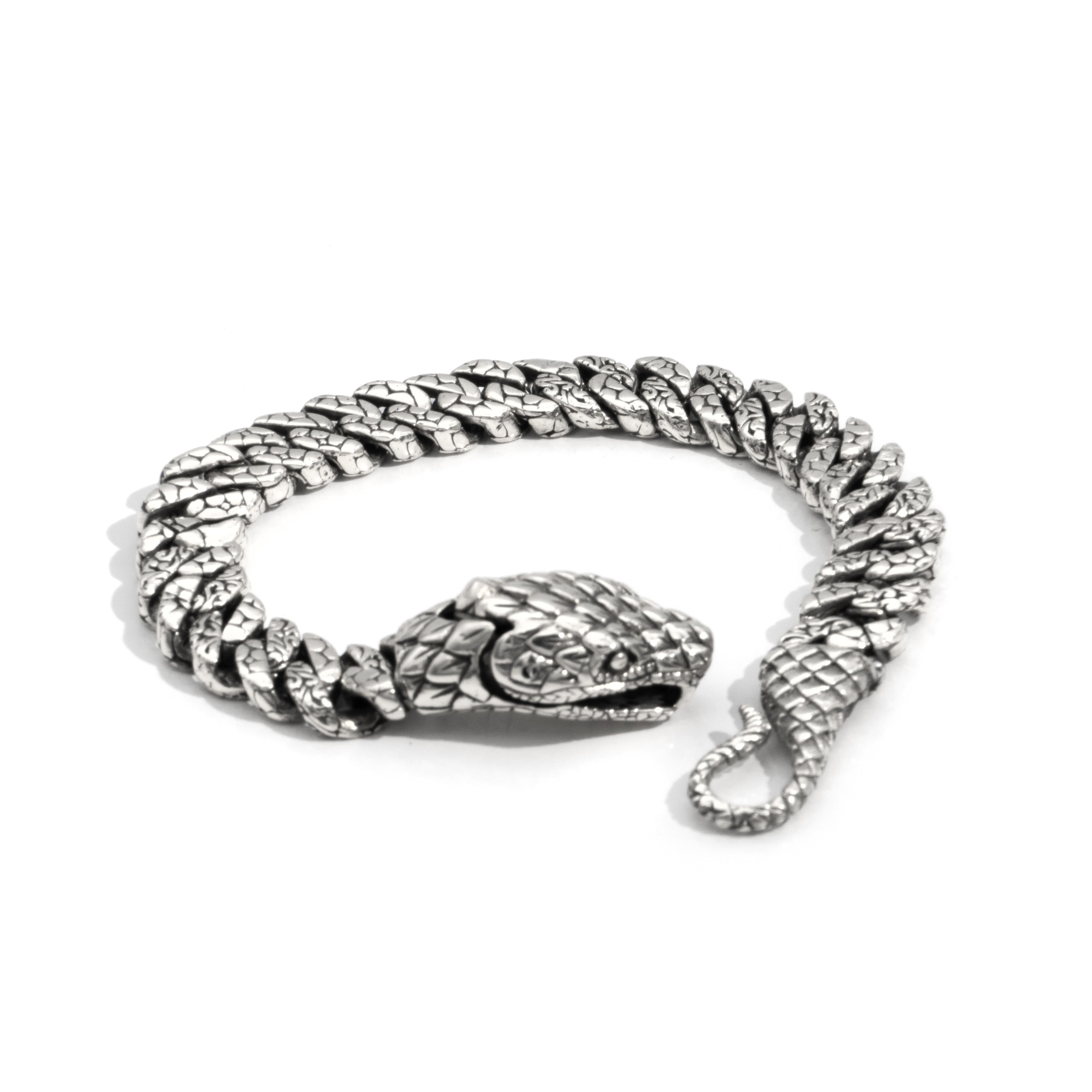 Serpent’s Path Bali Sterling Silver Textured Link Bracelet