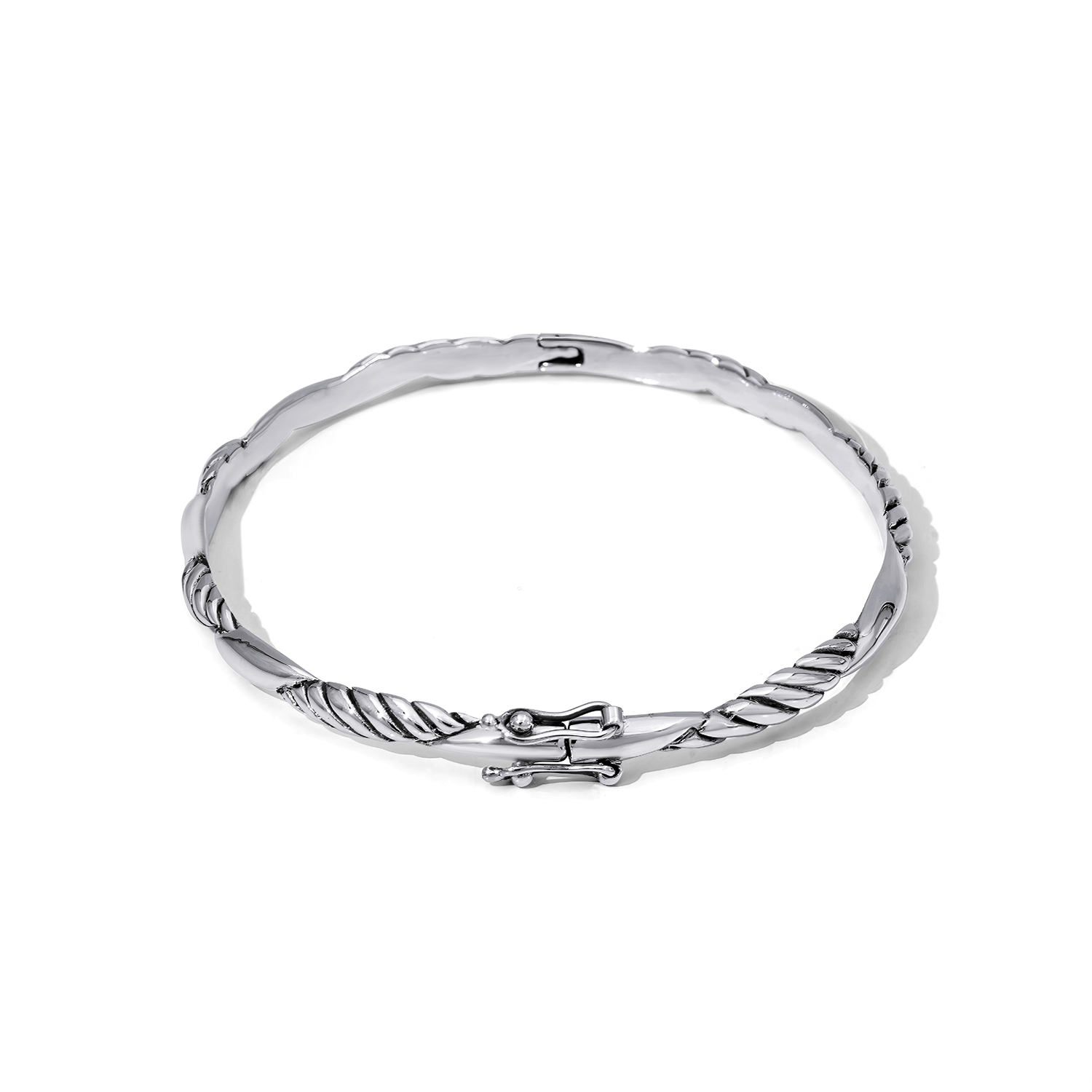 Sterling Silver Wrapped Cable Bali Bangle