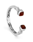 Eternal Flame: Sterling Silver Bali Cuff with Fiery Agate Glow