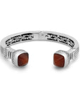 Eternal Flame: Sterling Silver Bali Cuff with Fiery Agate Glow