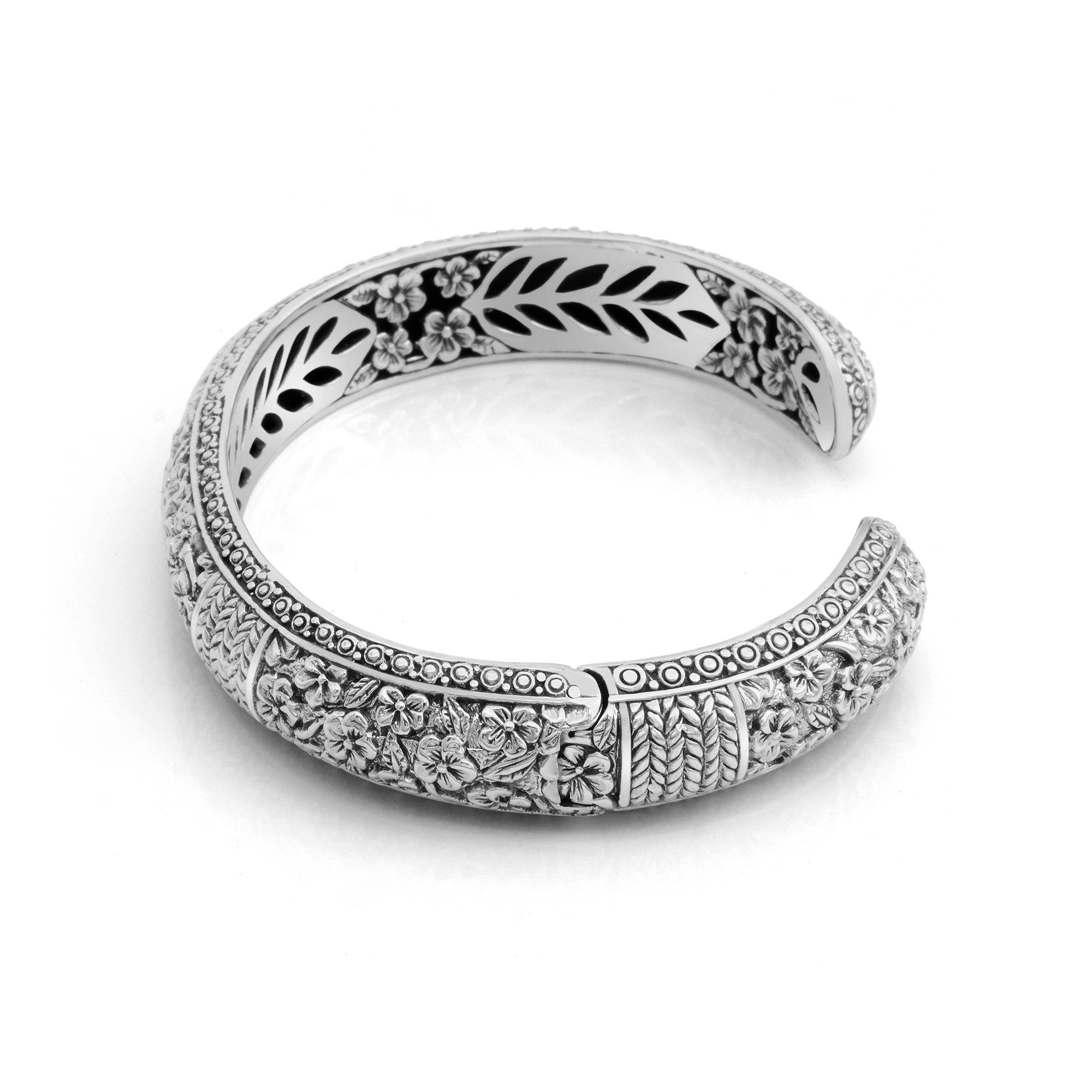 Blossom of Bali Sterling Silver Floral Filigree Bangle