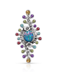 Opal Dreams: A Jeweled Bouquet Sterling Silver Pendant