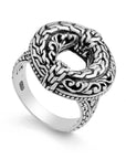 Sterling Silver Rounded Tulang Motif Bali Ring
