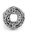 Sterling Silver Rounded Tulang Motif Bali Ring