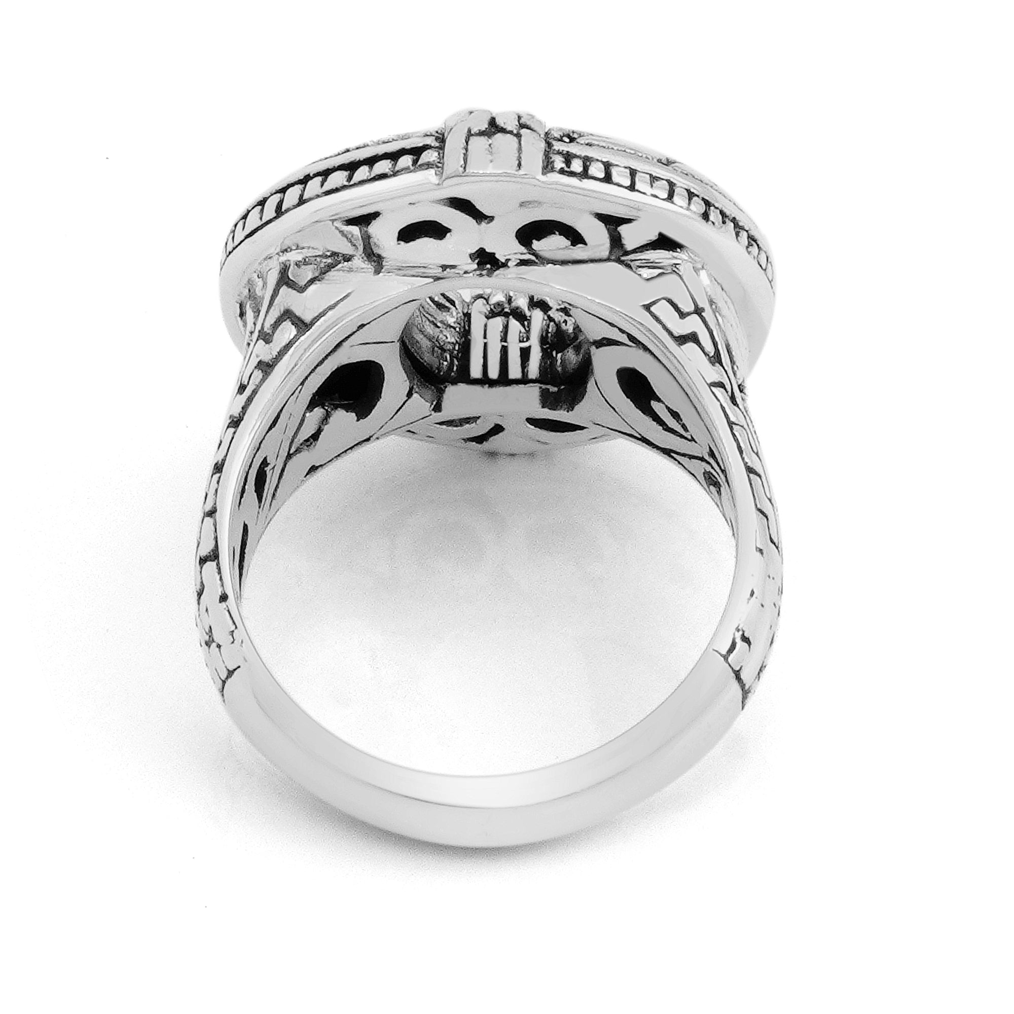 Sterling Silver Rounded Tulang Motif Bali Ring