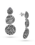 Floral Motif Sterling Silver Bali Earrings